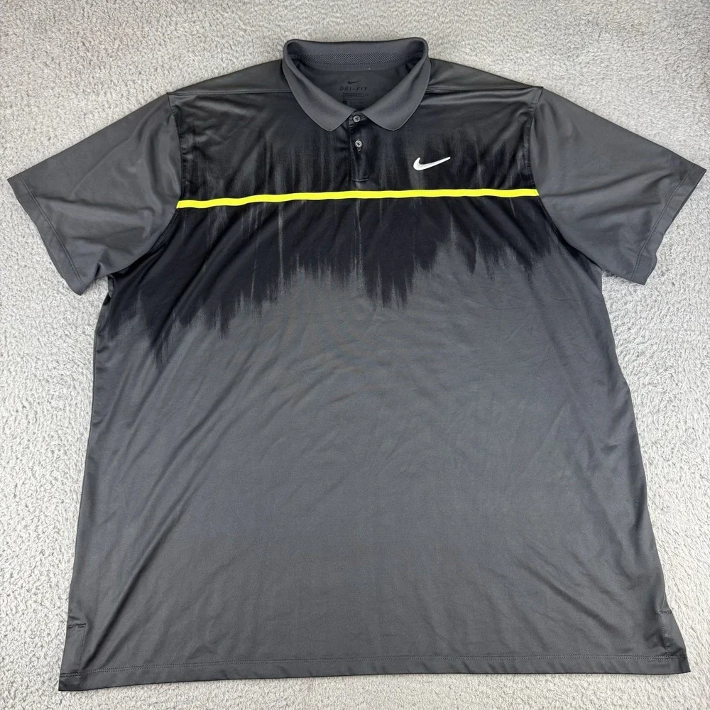 Nike Dri-FIT Polo Shirt Mens Xxl Gray CN6806-070 Golf Performance Athletic